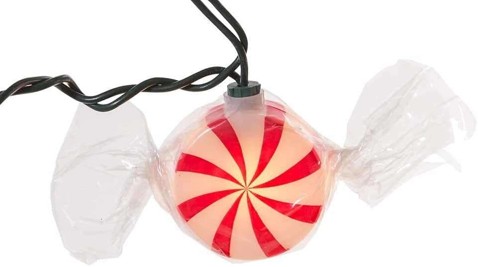 Kurt Adler 10/L Red Peppermint Candy Light Set