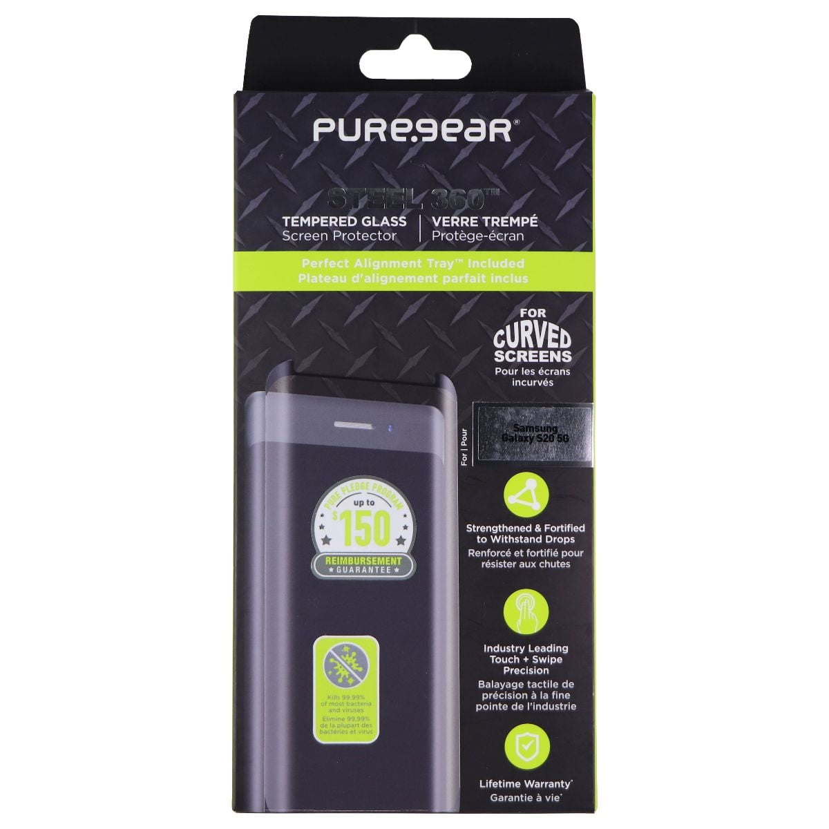 PureGear Steel 360 Tempered Glass Screen Protector for Samsung Galaxy S20 5G