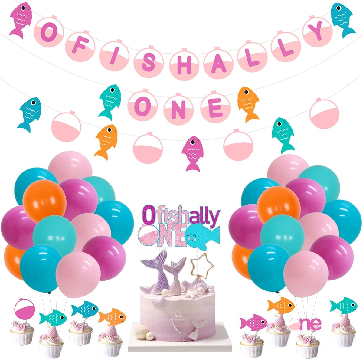 Fish Balloon Garland O-fish-ally One Birthday Party Decoration the