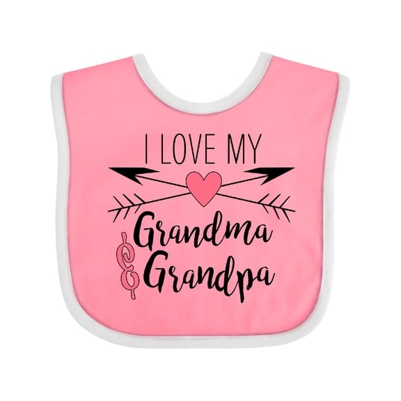 Inktastic I Love My Grandma and Grandpa Heart and Arrows Boys or Girls Baby Bib