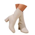 thumbnail image 3 of WEAIXIMIUNG Over The Knee Boots Ladies Fashion Breathable Color Knitted Mesh Round Thick High Heel Short Boots, 3 of 9