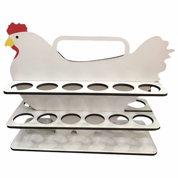 Last Chance 1*Egg Rack,Wooden Egg Storage Rack White,Creative Hen Shaped Egg Storage Rack Farm The Coop Egg Storage Rack Wooden Egg Rack Kitchen Storage Organizing Rack