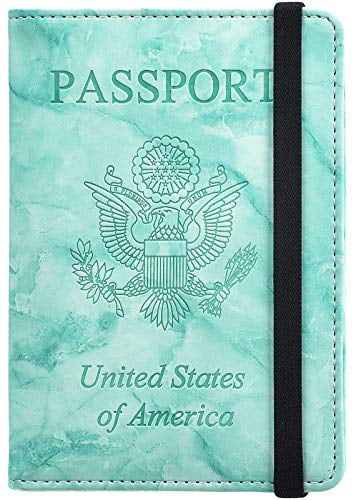 purple HERRIAT Leather Passport Holder Cover Case RFID Blocking Travel Wallets Card Case for Women Men