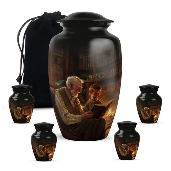 KARYLIZ Dad Teaching Cremation Urns For Men, Urns For Human Ashes Adult Female, Gift for Brother & Sister, Decorative & Memorial Urn for Funeral & Burial Adult Remains