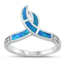 CHOOSE YOUR COLOR Blue Simulated Opal Twist Ring .925 Sterling Silver CZ Jewelry Female Size 9