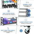 thumbnail image 6 of Weight Rack,Blacksmith 4-Layers Extra Large Heavy Duty Dumbbell Rack,Sports Equipment Organizer with Wheels and Hooks,Black, 6 of 7