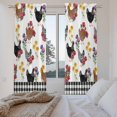 thumbnail image 3 of Farmhouse Rooster Kitchen Curtain for Berdoom Living Room Cafe 72 Inch Length, Country Watercolor Flowers Black Plaid Tiers Curtains Light Filtering Drapes Window Treatment 2 Panels 52"Wx72"L, 3 of 8