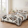 thumbnail image 2 of Quilts King Size Bedding Set, Bohemian Lightweight Quilted Comforter, Mountain Peak Southwest Boho Brown Distressed Soft Reversible Bedspread Coverlet with Pillow Covers for All Season, 96" x 106", 2 of 9