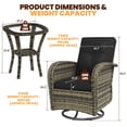 thumbnail image 3 of Clouddwell 3 Pieces Patio Furniture Set, Patio Swivel Rocker Chairs Set of 2, Wicker Outdoor Bistro Set with Rocking Chair, Black/Yellow Brown, 3 of 8