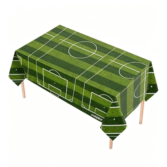 rmtaikir Soccer Plastic Tablecloth 54x108 Inch, Disposable Waterproof Football Field Table Cover, Sports Themed Party Decor for Game Day Birthday Party