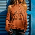 thumbnail image 2 of Fiaer,Cold Shoulder Halloween Tops for Women Trendy Holes Halter Tshirts Casual Loose Long Sleeve Plus Size T-Shrits Orange3 XL, 2 of 7