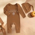 thumbnail image 2 of Xudanell Newborn Outfit Baby Embroidery Letter little pumpkin Boy Fall Outfits Boy Clothes Romper with Hat, 2 of 6
