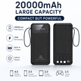 thumbnail image 5 of 20000mAh Power Bank, Portable Charger with Built in Cable Fast Charging Battery Pack Slim 6 Outputs 3 Inputs LED Display Phone Charger for iPhone Samsung Android, Travel Essential Gift, Black, 5 of 7
