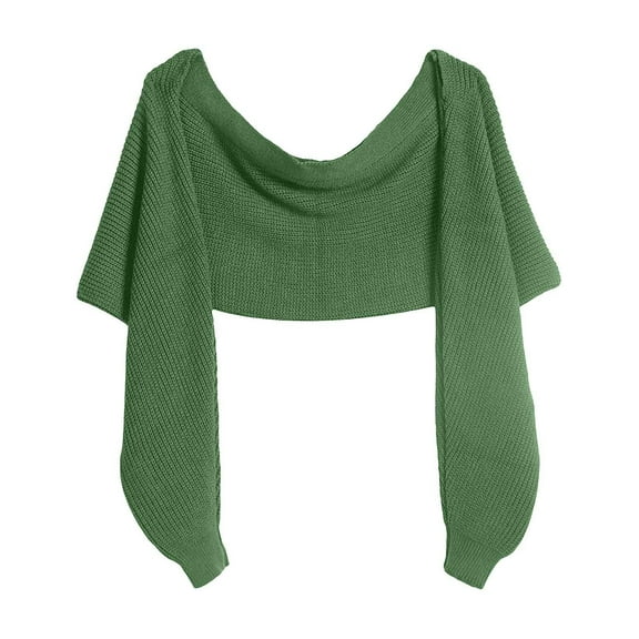 PMVFHDE Women's Knit Scarf with Sleeves for Fall and Winter, Solid Color Poncho Shawl for Women, Warm Long Sleeve Wrap for Outdoor Activities Green