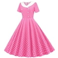 thumbnail image 4 of FYDUU Girls Vintage Dresses 1950S Polka Dot Dress Short Sleeve A-Line Swing Party Dress Kids Girl's Retro Casual Sundress 11-12 Years, 4 of 4