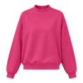 thumbnail image 3 of SSCMYXG Women’s Solid Mock Neck Raglan Sleeve Sweatshirt Long Sleeve Loose Fit No Hood Casual Pullover for Fall Winter Hot Pink L, 3 of 3