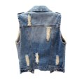 thumbnail image 3 of DondPO Denim Vests For Women 2025 Denim Vest Women Womens Denim Vest Sleeveless Denim Jacket Jean Top Jean Vest For Women Denim Vest Cropped Blue L, 3 of 5