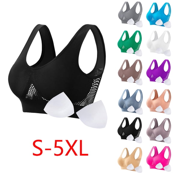 Plus Size Bras for Women Sawvnm Women Seamless Sports Bra Wirefree Yoga Bra With Removable Pads Push Up Wire Free Everyday Full Coverage Comfortable Underwear Bras