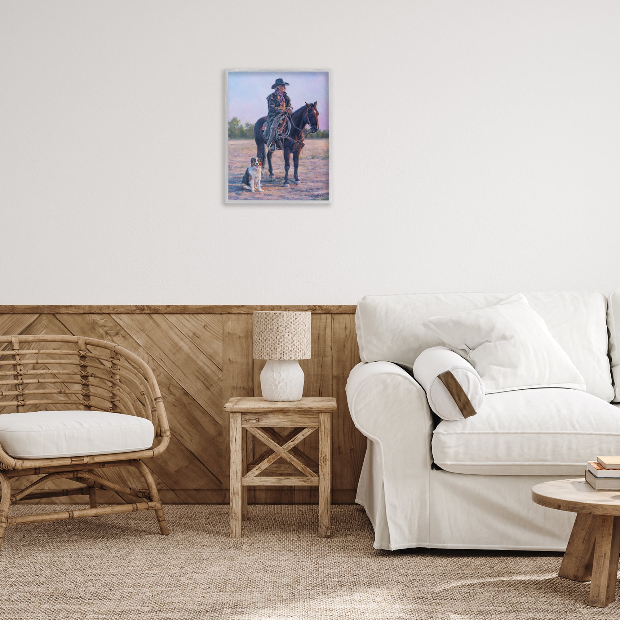 Stupell Industries Old Timers Cowboy Animals & Insects Painting Gray Framed Art Print Wall Art, 16 x 20