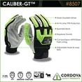 thumbnail image 2 of Cordova 8507L Caliber-GT Grain Goatskin Mechanics Gloves, Double Leather Palm, HPPE/Steel Fabric Palm Lining, Keystone Thumb, Spandex Back Lime TPR Protectors, ANSI Cut Level A5, Large, 2 of 2