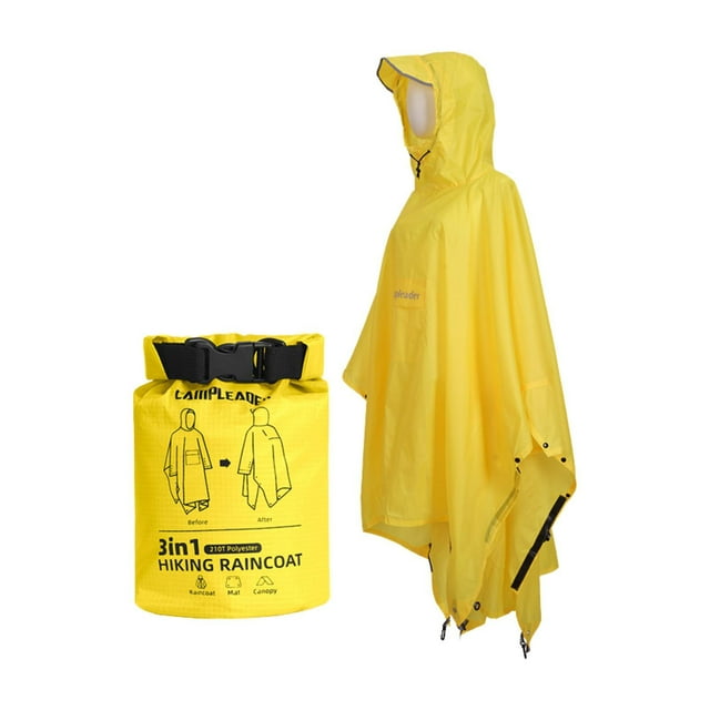 Chubasquero 3 en 1, impermeable, ligero, portátil, para hombre y mujer Amarillo