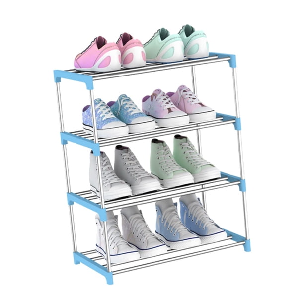 Bearachild Zapatero de 4 niveles, organizador de zapatos de acero inoxidable multicapa, estante de almacenamiento para puerta de entrada, azul Almacenamiento y organización del hogar azul 4 capas Bearachild HA003484-06