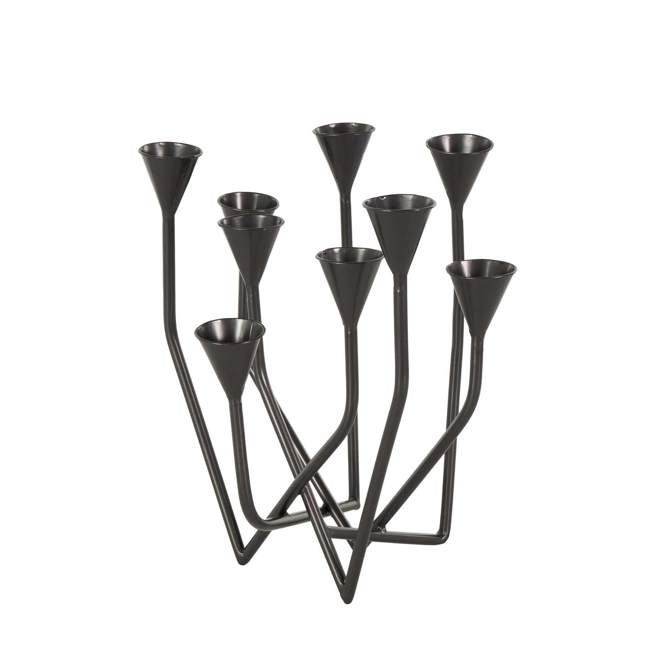 DecMode 9 Holder Black Metal Taper Candelabra