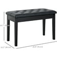 thumbnail image 2 of Favory Piano Bench, Duet Piano Chair with Faux Leather Padded Cushion and Wooden Frame, Button Tufted Keyboard Bench, Black, 2 of 11