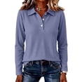 thumbnail image 5 of Waffle Knit Tops for Women Long Sleeve Collared Work Golf Polo Shirts Business Casual Loose Fit Blouses, 2XL, 5 of 5