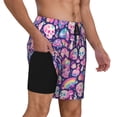 thumbnail image 2 of Fuzoiu cartoon rainbow Skull Print Men's Swim Shorts,Quick-Dry Double-Layer Swim Trunks,Board Trunks,Beach Shorts Swimwear Bathing Suits-X-Large, 2 of 6