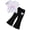 D01-M, variant on HCNTES Little Girl's 2 Piece Print Outfit T-shirts with Bell Bottom Flare Pants Outfits Set Kids Girls School Suit 3T 4T 5T Children Girls Summer Clothing Set(D01-E,6-7 Years)