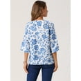 thumbnail image 5 of DARING DIVA Women's 3/4 Sleeve V Neck Boho Button Decor Blouse S Blue, 5 of 7