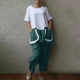 thumbnail image 2 of Womens Loungewear Two Piece Casual Linen Short Sleeve Tops with Two Pockets Cropped Wide Leg Pants Pajamas Sets, 2 of 7