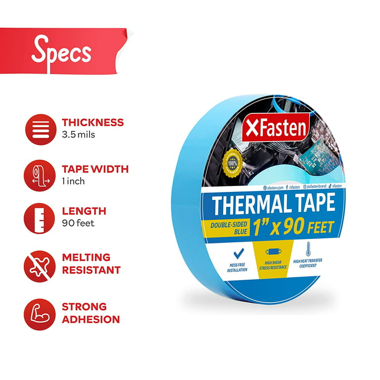 ting stramt højt XFasten Thermal Tape, Double Sided Adhesive Tape for Electrical Insulating,  1 Inch x 90 Feet - Walmart.com