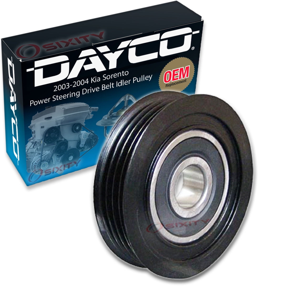 Dayco Power Steering Drive Belt Idler Pulley compatible with Kia