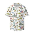 thumbnail image 2 of Lsque America Landmarks print Men's Cuban Collar Short Sleeve Shirt Summer Beachwear Casual Button Down Fashionable Vacation Leisure Shirt-Small, 2 of 7