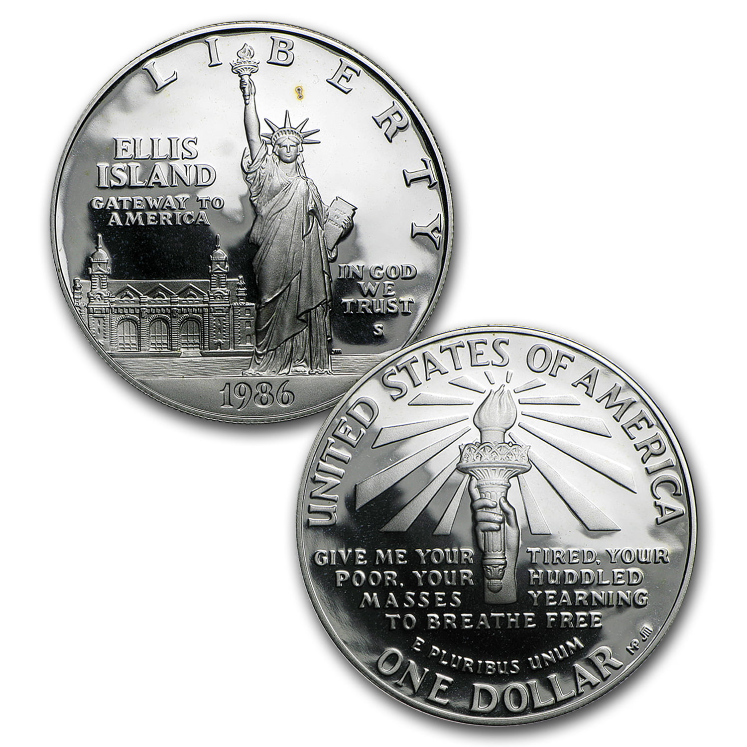 1986 Statue Of Liberty Centennial 2 Coin Set Silver Dollar Plus Clad Half 