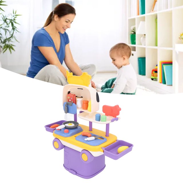 Juego De Juguetes De Cocina, Coche De Almacenamiento Educativo, Juguetes De Cocina Para Niños Pequeños De Colores Vivos Realistas, Seguros Para Niños Y Niñas