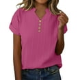 thumbnail image 2 of Tauxra Women's Short Sleeve Button Down Top, Casual Button Up Shirt, Polyester Blouse for Everyday Wear, Versatile Style for Office, Social Events, and Vacation, Comfortable, 2 of 6