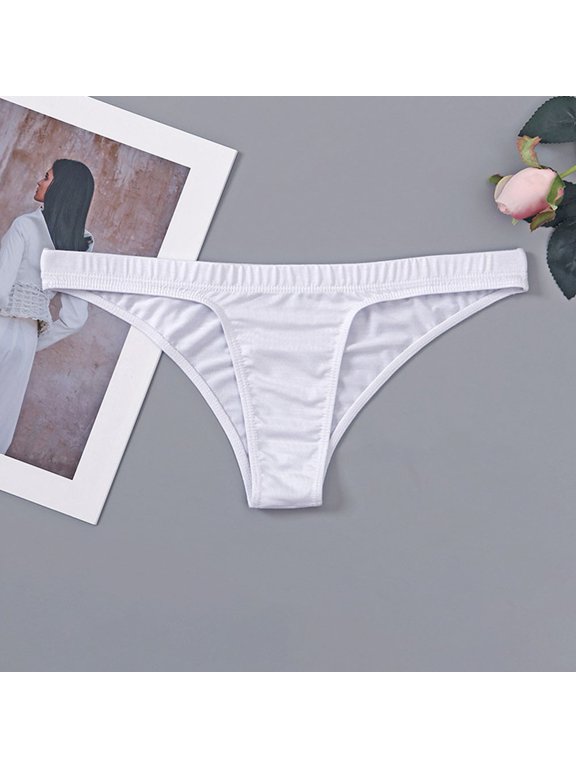 Womens Briefs Thin Sexy Sports Low Waist Elastic Underwear Thin Straps Simple Breathable Underpants Classic Solid Soft Calcinha White M
