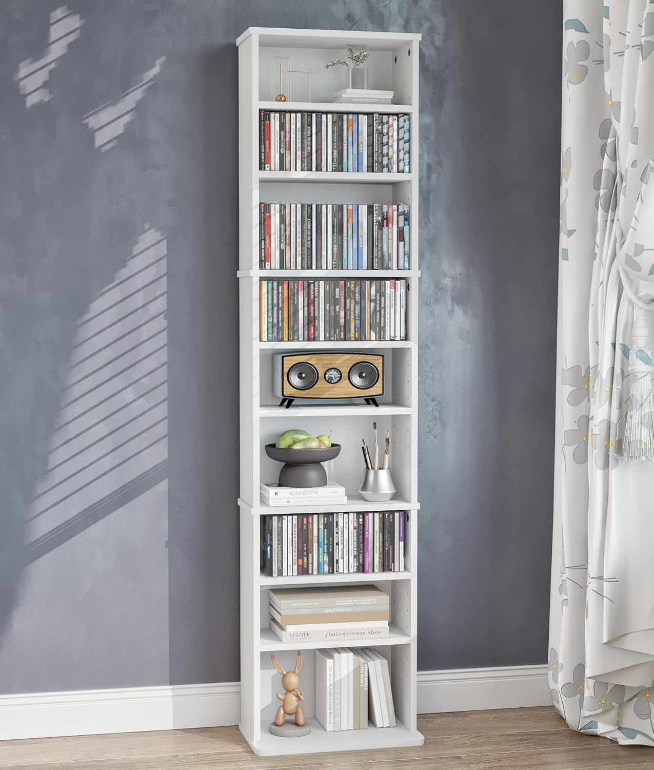 Leslie Dame CD-1040C Spinning Hand-Crafted Multimedia Tower- Oak