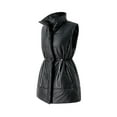 thumbnail image 6 of Liacowi Long Puffer Vest for Women Juniors Plus Size Zipper Down Jacket Lightweight Coat Casual Winter Drawstring Waist Padded Long Waistcoat, 6 of 9