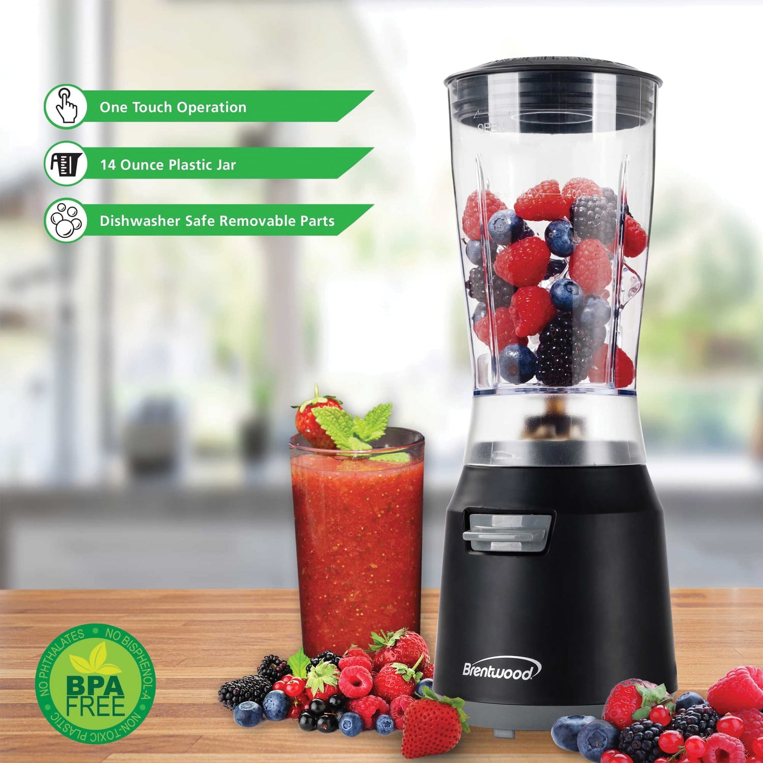Brentwood 180 W 14 oz Personal Blender, Black/Gray