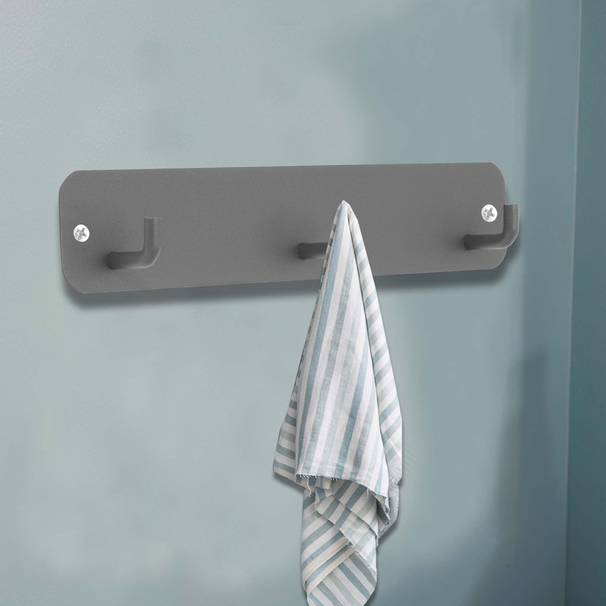 Unique Bargains Coat Rack Wall Mount Hooks for Hanging Gray 7.87"x1.57"x0.12" 1 Pc