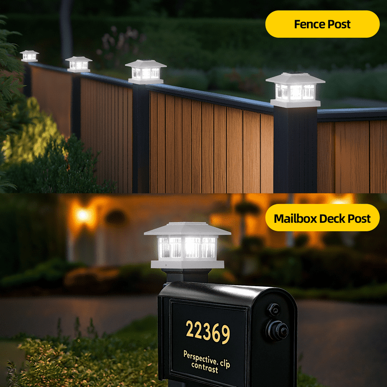 Solar Fence Post Cap Lights 2-Pack, Warm/Cool White photo 5