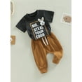 thumbnail image 3 of Toddler Baby Boys Easter Clothes Short Sleeve Letters Print Tops T shirt Pants 2pcs Outfits Set, 3 of 8