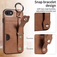 thumbnail image 4 of Allytech Wallet Case for iPhone 7 / 8 / SE 2022 & 2020, [Card Slot] [Ring Buckle] [Adjustable Wristband with Snap Buckles] Premium PU Leather Kickstand Shockproof Case Cover for Women Men - Brown, 4 of 10