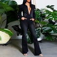 thumbnail image 2 of Dadaria Jumpsuits for Women Dressy Long Sleeve Women's Fashion Jeans Pockets Casual Slim Jumpsuit Flared Trousers Plus Size Black S,Women, 2 of 9
