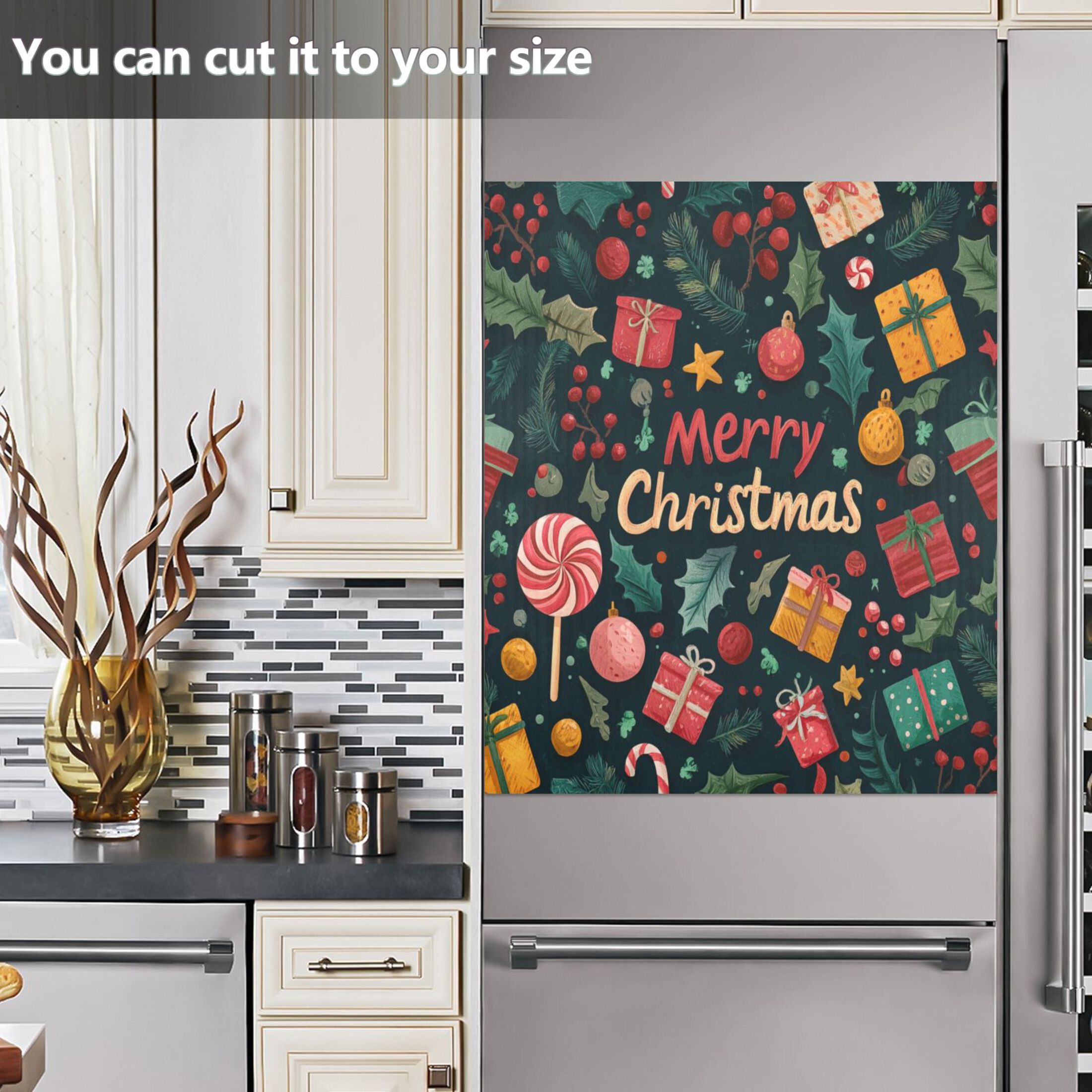 IAUYY Magnetic decorative sticker - 23x26 Inch PVC Refrigerator Decorative Cover, Removable DIY Art for Kitchen Appliances Lollipop Element