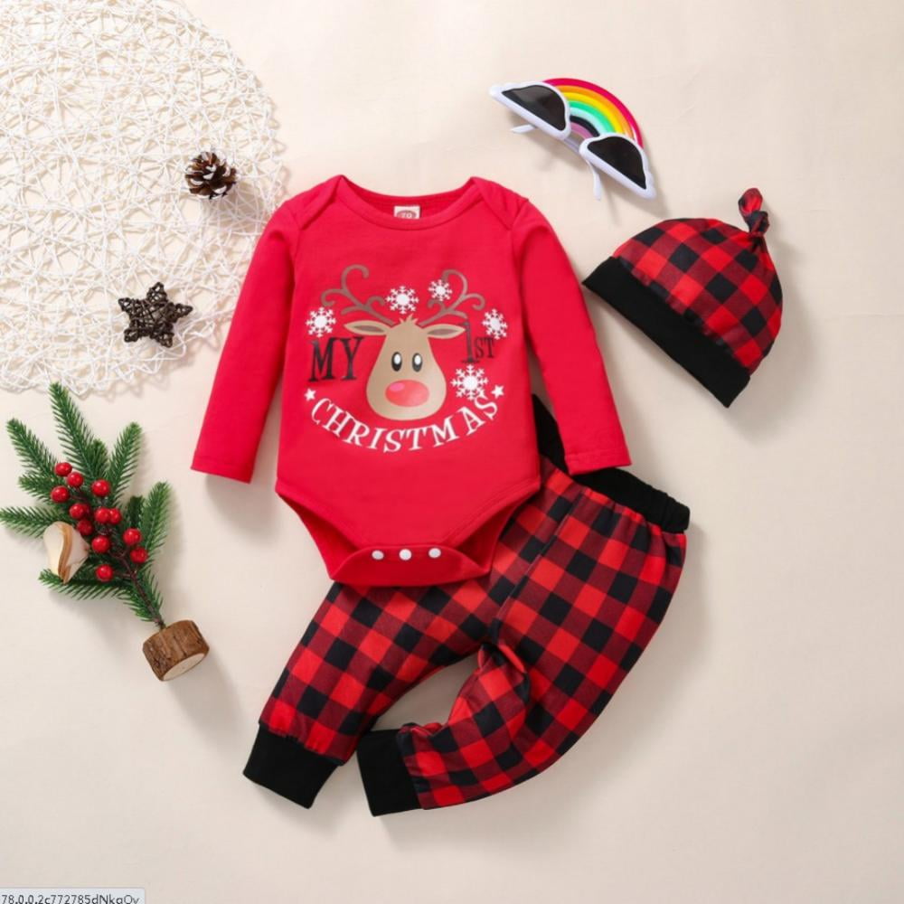 Lovebay Newborn Infant Baby Boy My First Christmas Outfit Tree Deer